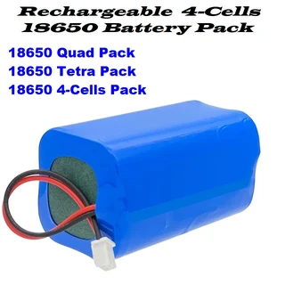 Rechargeable 18650 Battery Pack 3.7V 4-Cells (4P Pack). Light Duty Applications. Brand New Products.