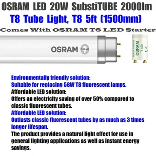 Box of 25pcs OSRAM 5ft 1500mm LED T8 Tube Lights. Direct Replacement for Fluorescent Tube. Brand NEW