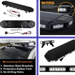 LED Strobe Flash Light Bar: Black Hawk Stealth Slim Design Vehicle Roof Top Bracket Mount. Brand NEW