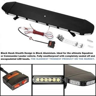 LED Strobe Flash Light Bar: Black Hawk Stealth Slim Design Vehicle Roof Top Bracket Mount. Brand NEW