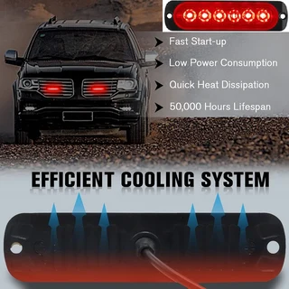 Bright Red LED Strobe Flash Grille Bumper Running Board Cluster Lights 12V / 24V. Brand New Products