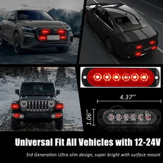 Bright Red LED Strobe Flash Grille Bumper Running Board Cluster Lights 12V / 24V. Brand New Products