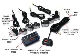 Cool White LED Flash Strobe Grille Bumper Cluster Lights. Kit of 8x2 LED Lights. Brand New Products.