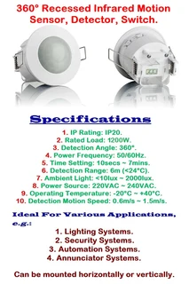 Wholesale Clearance Offer: 360° Recessed Ceiling Infrared Motion Sensor Detector. Brand New Products
