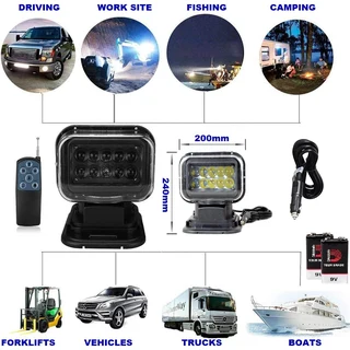 LED Remote Controlled 360° Rotating Magnetic Base Mount Search Light 12V/24VDC. Brand New Products.