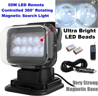 LED Remote Controlled 360° Rotating Magnetic Base Mount Search Light 12V/24VDC. Brand New Products.