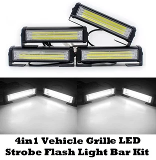 COB LED Vehicle Grille Bumper Strobe Flash Side Cluster Light Panels Cool White. Brand New Products.