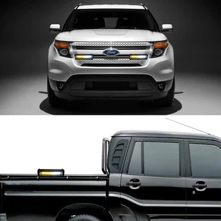 Amber Orange and Cool White COB LED Grille Bumper Side Cluster Flash Strobe Lights 12V. Brand New.