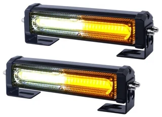 Amber Orange and Cool White COB LED Grille Bumper Side Cluster Flash Strobe Lights 12V. Brand New.