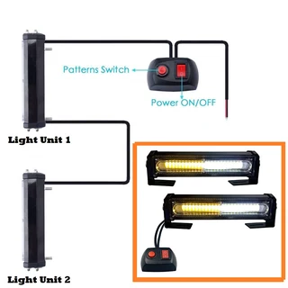 Amber Orange and Cool White COB LED Grille Bumper Side Cluster Flash Strobe Lights 12V. Brand New.