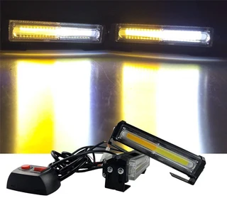 Amber Orange and Cool White COB LED Grille Bumper Side Cluster Flash Strobe Lights 12V. Brand New.
