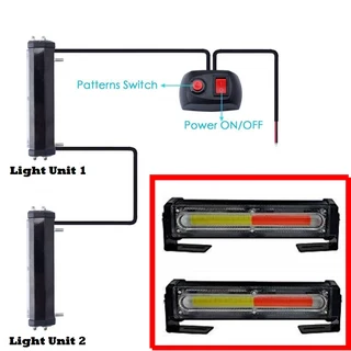 RED and Cool White COB LED Grille Bumper Side Marker Cluster Flash Strobe Lights 12V. Brand New.