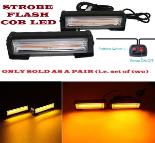 Amber Orange Yellow COB LED Grille Bumper Side Cluster Flash Strobe Lights 12V. Stunning NEW Items.