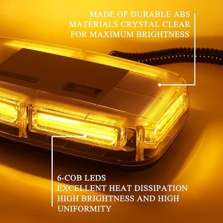 Amber Orange Yellow High Intensity COB LED Strobe Flash Roof Top Light. Magnetic Mount. Brand NEW.
