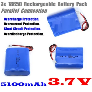 Rechargeable 18650 Battery Triple Pack 3.7V 3P-Cells. Light Duty Applications. Brand New Products.