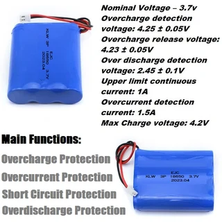 Rechargeable 18650 Battery Triple Pack 3.7V 3P-Cells. Light Duty Applications. Brand New Products.