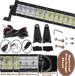 240W 4D and 5D New Generation LED Light Bar and Wire Harness Kit LED Auto Work Spot Search Light Bar