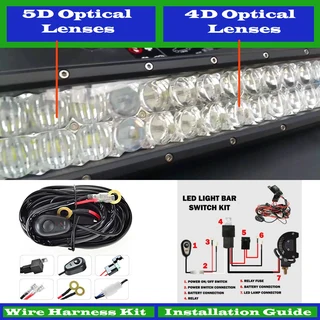 240W 4D and 5D New Generation LED Light Bar and Wire Harness Kit LED Auto Work Spot Search Light Bar