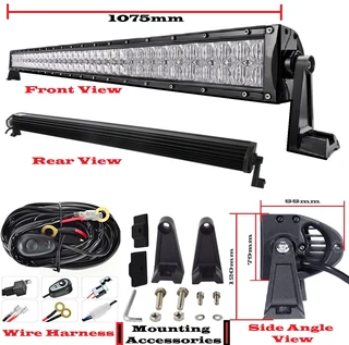 240W 4D and 5D New Generation LED Light Bar and Wire Harness Kit LED Auto Work Spot Search Light Bar