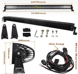 240W 4D and 5D New Generation LED Light Bar and Wire Harness Kit LED Auto Work Spot Search Light Bar