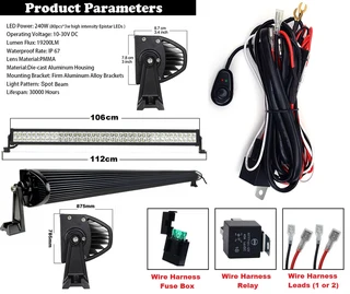 LED Light Bars: 240W 10~32V Hi-Power LED Auto Light Bars Plus Wire Harness Kits. Brand New Products.