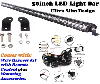 Very Long LED Light Bars Single Row Slim Design Remote Control Wire Harness Kits and More. Brand NEW