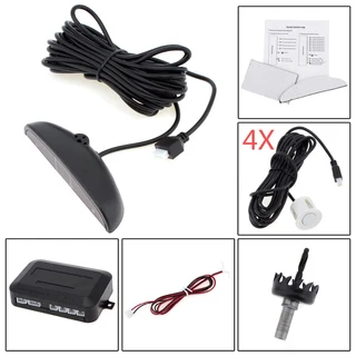 Vehicle Reversing Parking Sensor System with 4 Sensor Probes and LED display. White Colour Brand NEW