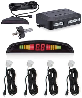 Vehicle Reversing Parking Sensor System with 4 Sensor Probes and LED display. White Colour Brand NEW