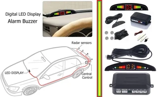 Vehicle Reversing Parking Sensor System with 4 Sensor Probes and LED display. White Colour Brand NEW