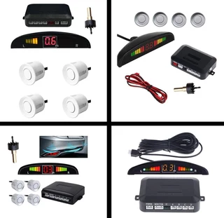 Vehicle Reversing Parking Sensor System with 4 Sensor Probes and LED display. White Colour Brand NEW