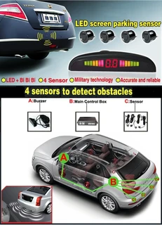 Vehicle Reversing Parking Sensor System with 4 Sensor Probes and LED display. White Colour Brand NEW