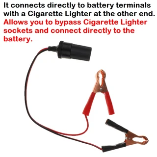 Cigarette Socket (Female) Adapter Connector plus a Cable with Alligator Clips. Brand New Products.