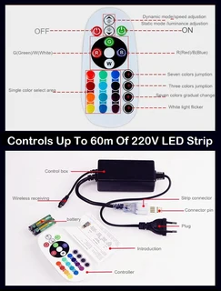 MultiColour RGB LED Controller Plus IR Remote for 220V LED Strip Light Wireless.15A. Brand New Items