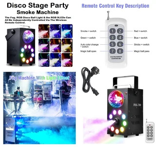 Professional Smoke Fog Machine with MultiColour RGB LEDs and Rotating Light Ball. Brand New Products