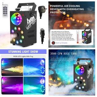 Professional Smoke Fog Machine with MultiColour RGB LEDs and Rotating Light Ball. Brand New Products