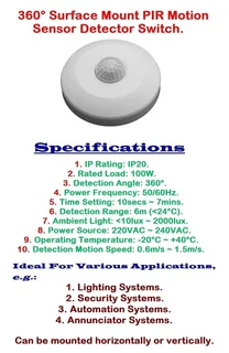 Wholesale Special Bulk Offer: Infrared Motion Sensor PIR 360° Detection Range 220V. Brand New Items.