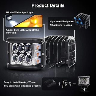 Vehicle Flash / Strobe Dual Colour (Amber and White) Unique LED Side Shooter Spot Light. Brand NEW.
