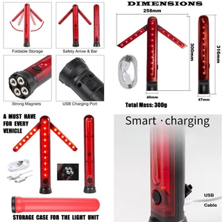 Emergency Warning Traffic Wand Flash Strobe Light, Magnetic, Unfolding Rotating Blades. Brand NEW.