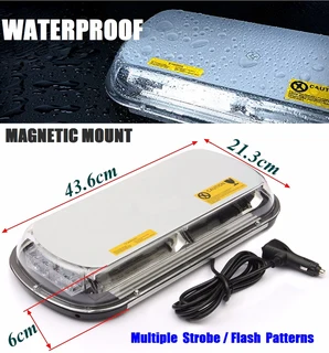 White COB LED Car Roof Top Strobe Flash Light Magnetic Mount. Ideal For Security. Brand New Products