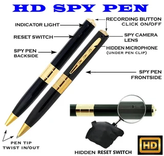 Spy Pen Digital Colour Video Audio Recorder with Micro SD Card Slot. Golden Trim. Brand New Products