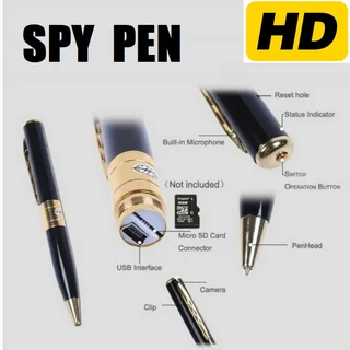 Spy Pen Digital Colour Video Audio Recorder with Micro SD Card Slot. Golden Trim. Brand New Products