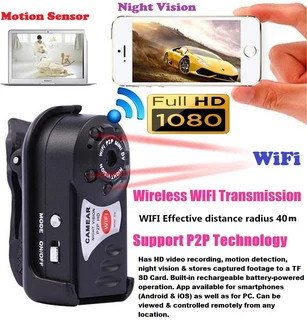 WiFi Mini Hidden Spy Camera, Portable NVR WiFi Q7 P2P Miniature Spy DVR Camera. Brand New Products.