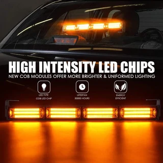 Amber Orange Yellow COB LED Strobe Flash Vehicle Light Bars. Single Sided. Brand New Products.