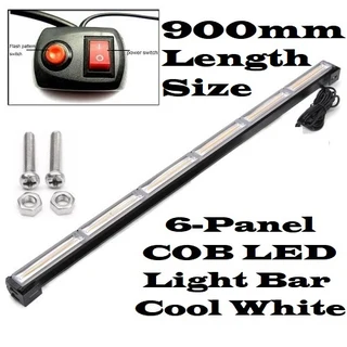 Cool White COB LED Strobe Flash Vehicle Light Bar. Single Sided 900mm 6 COB Pods. Brand New Products