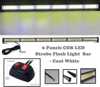 Cool White COB LED Strobe Flash Vehicle Light Bar. Single Sided 900mm 6 COB Pods. Brand New Products