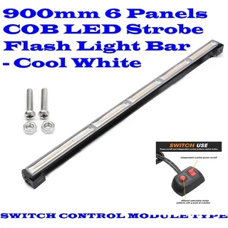 Cool White COB LED Strobe Flash Vehicle Light Bar. Single Sided 900mm 6 COB Pods. Brand New Products