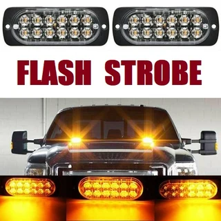 Amber Orange Yellow LED Flash Cluster Strobe Grille Lights Double Row 12V/24V. Brand New Products.