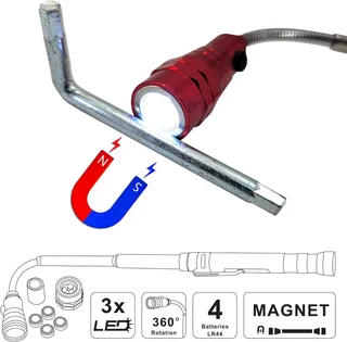 Unique Magnetic, Flexi Telescopic, Bendable Multifunctional Pick-Up-Tool LED Torch. Brand New Items.