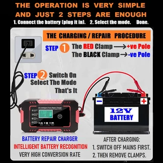 Automatic Battery Chargers 12V 6A Smart Pulse Repair LCD Battery Chargers for Automobiles. Brand NEW