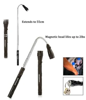 Multifunctional Magnetic Flexi-Telescopic Bendable Pick-Up-Tool LED Torch Metallic Green. Brand NEW.